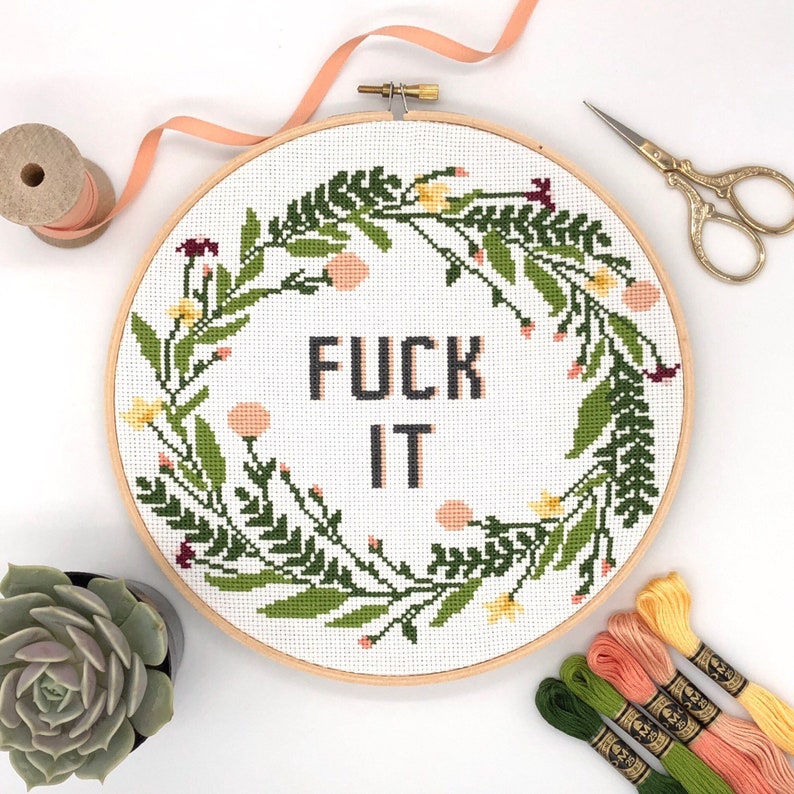 F Off Cross Stitch Gag Gift