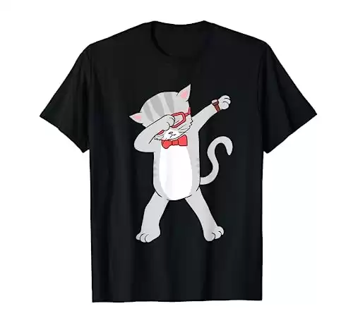 Dabbing Cat T-Shirt Funny Dab Gift Cat Tee T-Shirt