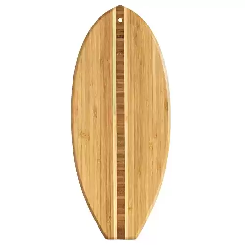 Totally Bamboo Lil' Surfer Surfboard Shaped Bamboo Serving and Cutting Board, 14-1/2" x 6", Brown