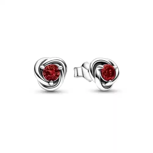 PANDORA January Red Eternity Circle Stud Earrings