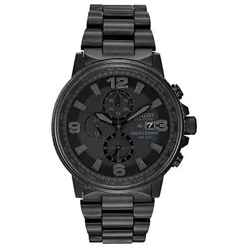 Citizen Eco-Drive Weekender Nighthawk Chronograph Watch in Black