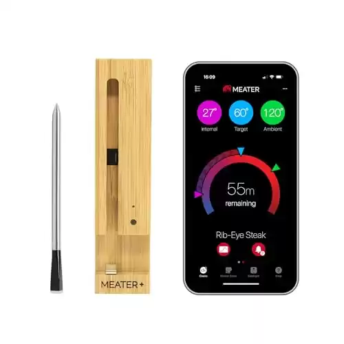 MEATER Plus: Long Range Wireless Smart Meat Thermometer with Bluetooth Booster | for BBQ, Oven, Grill, Kitchen, Smoker, Rotisserie | iOS & Android App