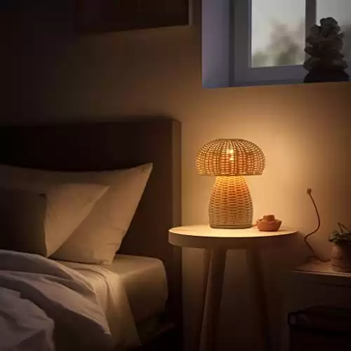 Rattan Mushroom Table Lamp