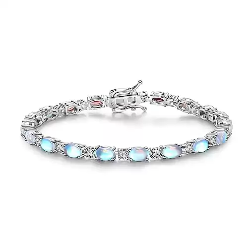 Sterling Silver Created Moonstone Tennis Bracelet