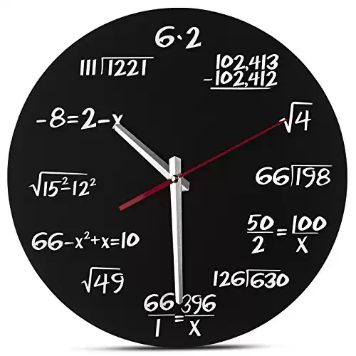 Decodyne Math Wall Clock - Unique Wall Clock - Each Hour Marked by a Simple Math Equation