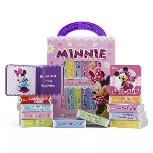 Disney Minnie Mouse - My First Library Board Book Block 12-Book Set - Great for Teaching First Words - PI Kids