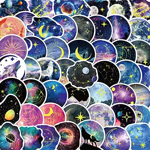 50pcs Moon Galaxy Stickers